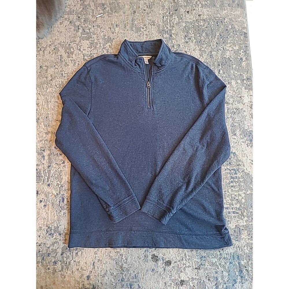 Calvin Klein Jeans Men's Large L Pullover Sweater Mock Neck 1/4 Zip Blue